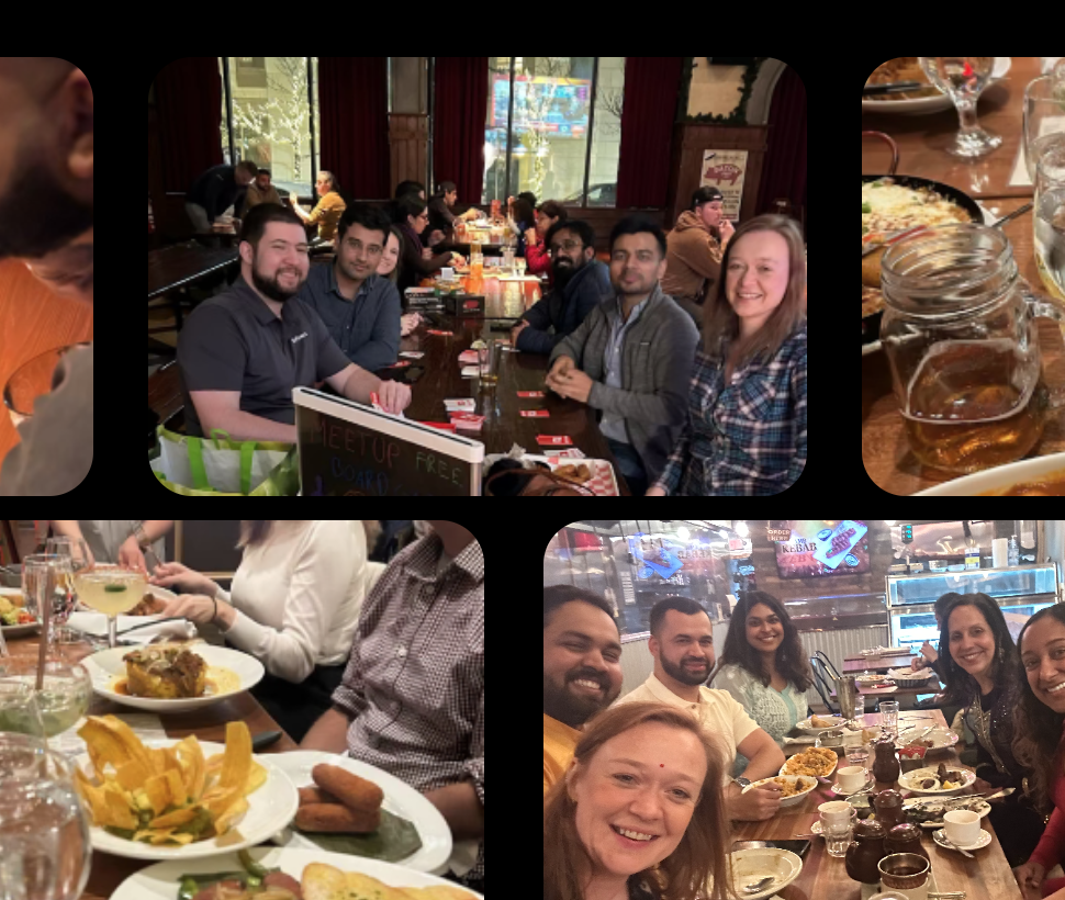 Collage of members hanging out on bunch events throughout the years