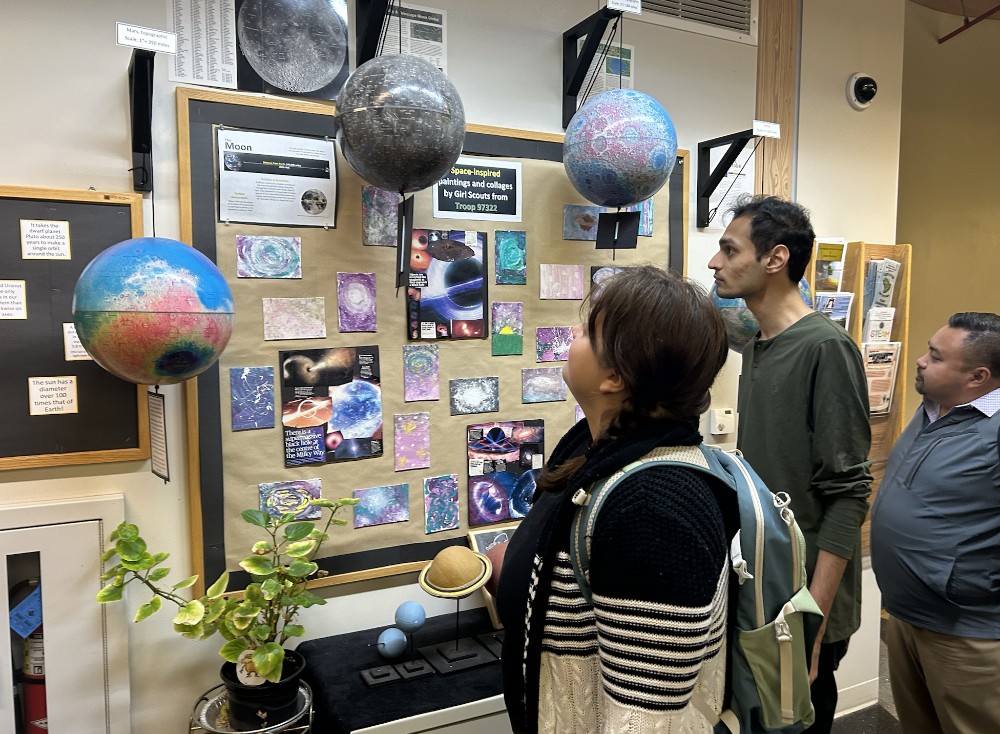 Members going to the observatory together and sharing the experience of seeing the moon and plantes