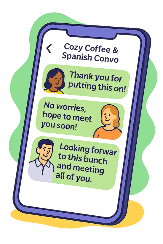 Bunch app illustration of a group chat with members of the group