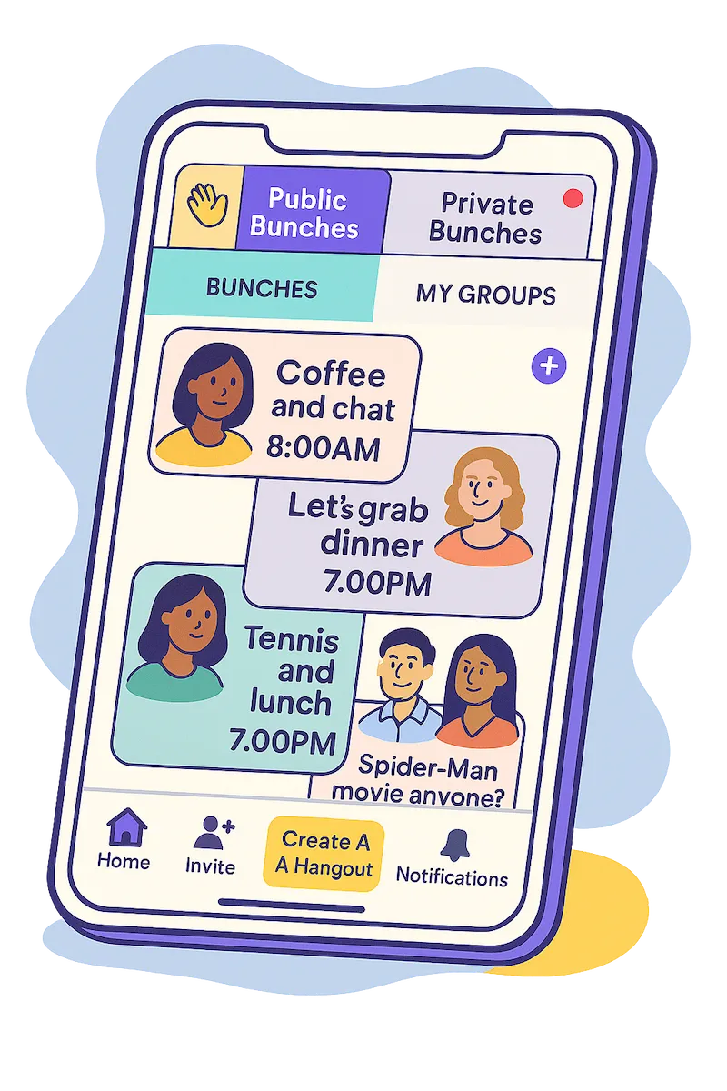 Bunch app — small group hangout in Jersey City