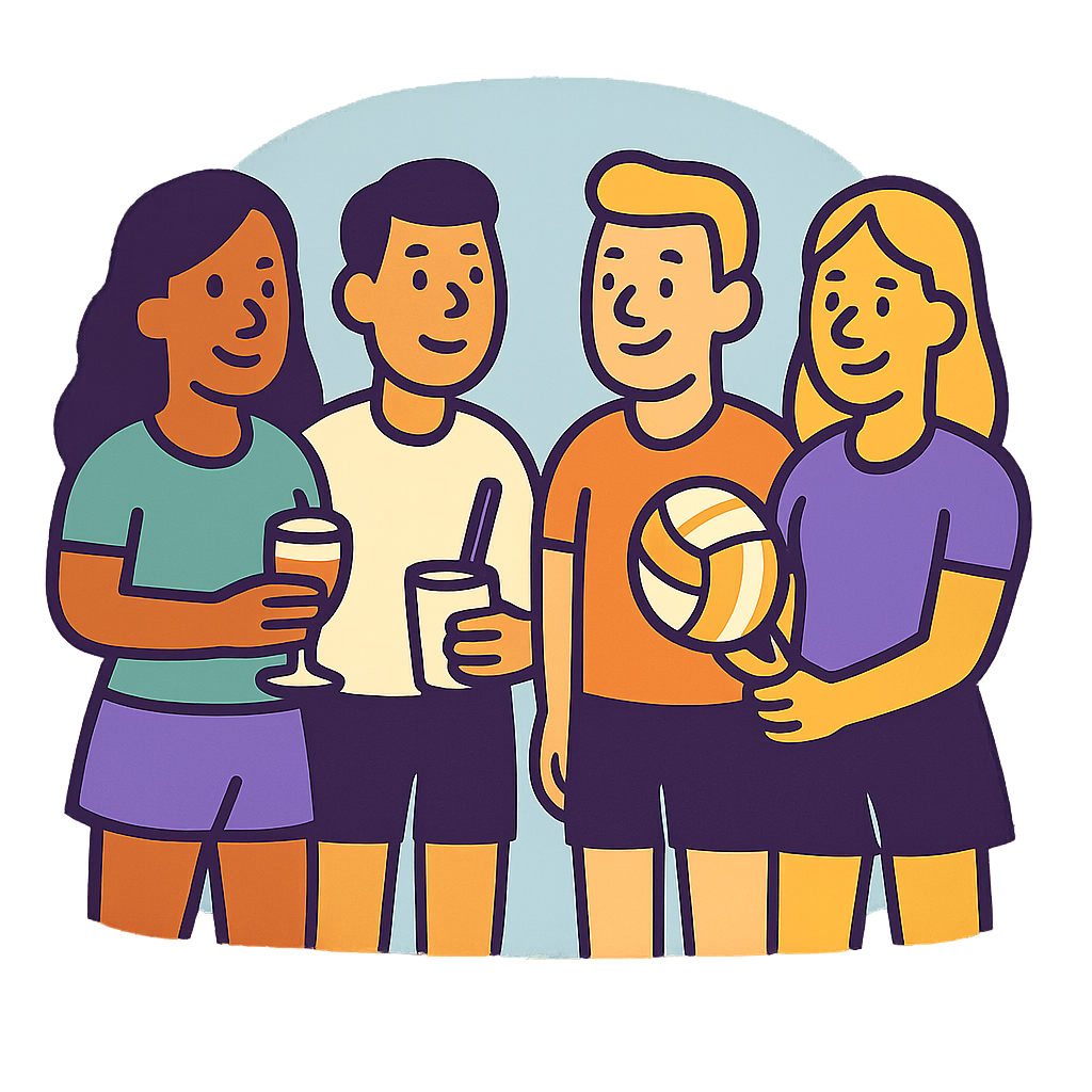 Volleyball in the park hangout illustration