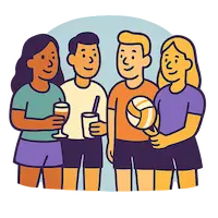 Volleyball in the park hangout illustration