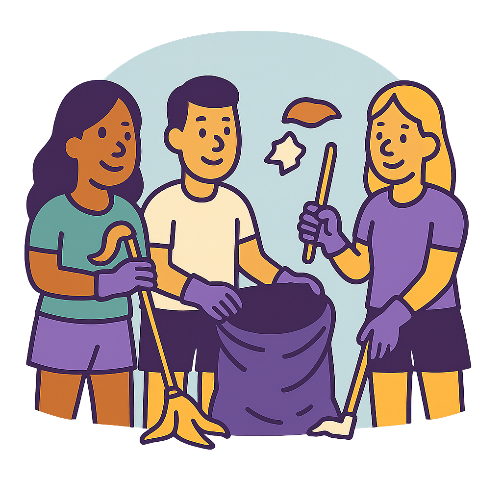 Volunteering and community service hangout illustration
