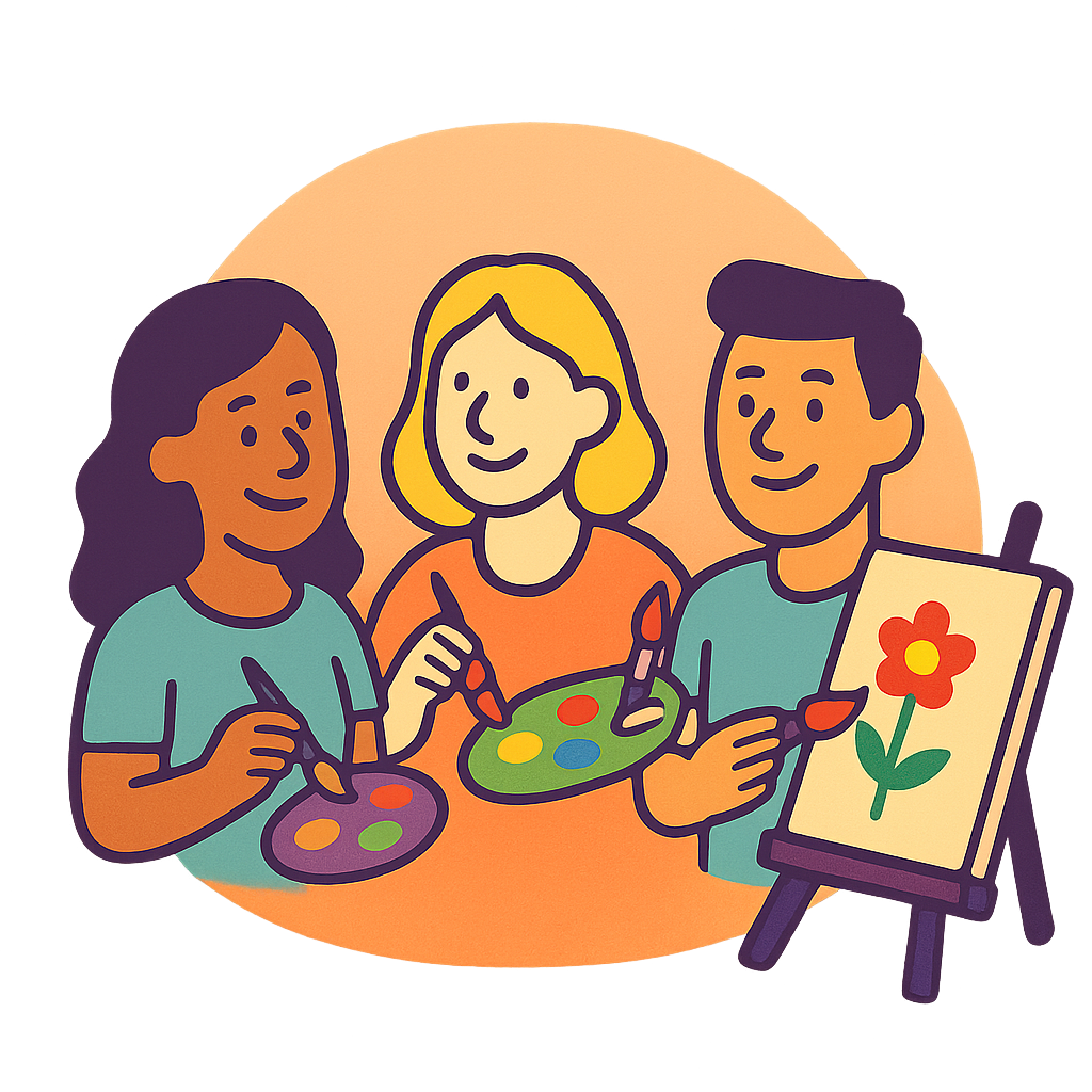 Paint, picnic and chat hangout illustration