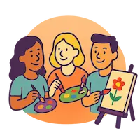 Paint, picnic and chat hangout illustration